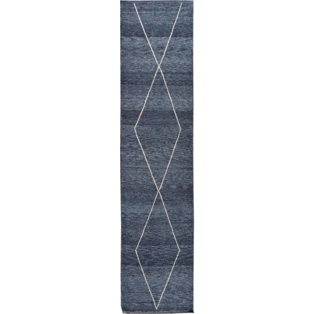 21st Century Modern Moroccan Style Wool Runner Rug 3 X 14 For Sale - Image 13 of 13