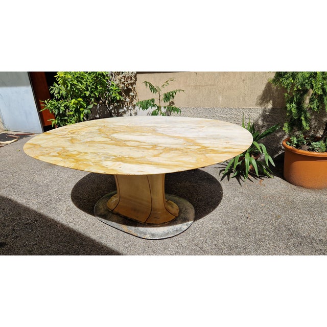 Table with Wooden Base and Oval Marble Top from Vittorio Dassi, 1950s For Sale - Image 4 of 18