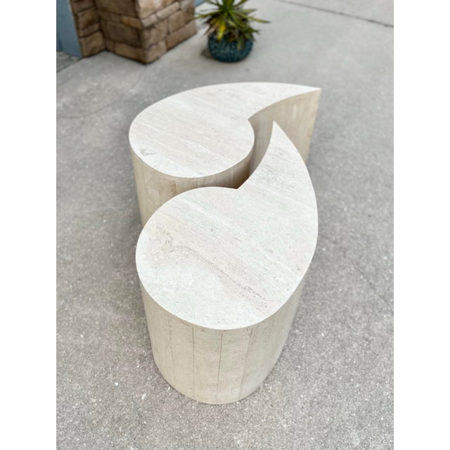 A Pair of Italian Modern ‘Quotation’ Travertine Coffee Tables For Sale In Tampa - Image 6 of 12