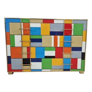 Four-Drawer Chest of Drawers in Multicolored Murano Glass, 1980s For Sale