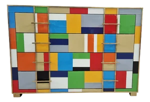 Four-Drawer Chest of Drawers in Multicolored Murano Glass, 1980s