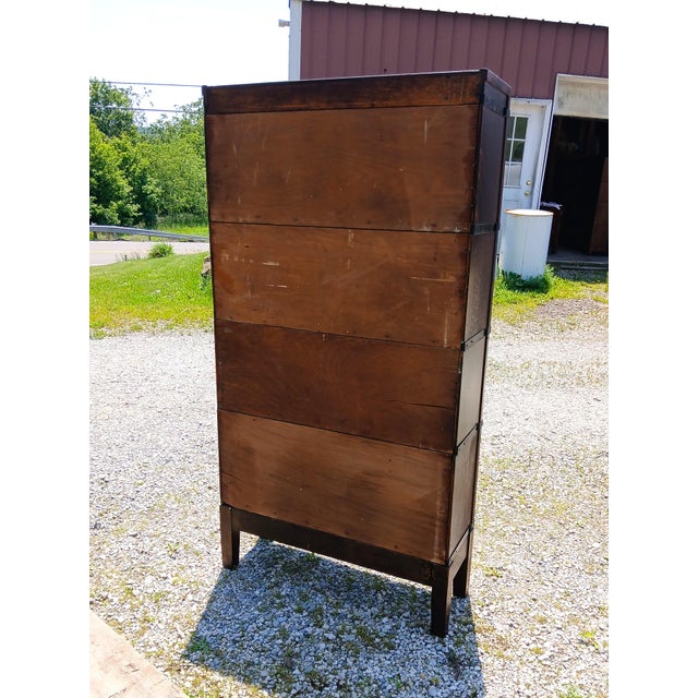 Antique Globe Wernicke 4 Sections Barrister Bookcase Quarter Sawn Oak Mission Style 1920s For Sale - Image 12 of 12