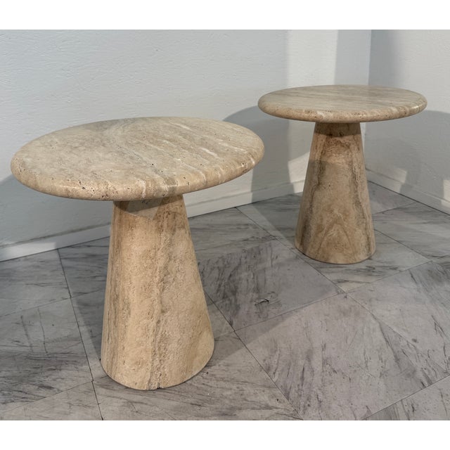 Pair of Italian Travertine Side Tables, 1970s For Sale - Image 4 of 7