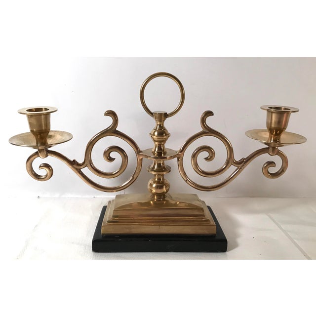 Vintage Double Brass Candelabra With Wood Base Chairish