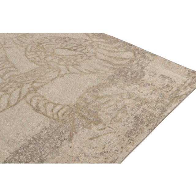 2010s Distressed Style Abstract Rug in Beige-Brown & Gray Pattern by Rug & Kilim For Sale - Image 5 of 7