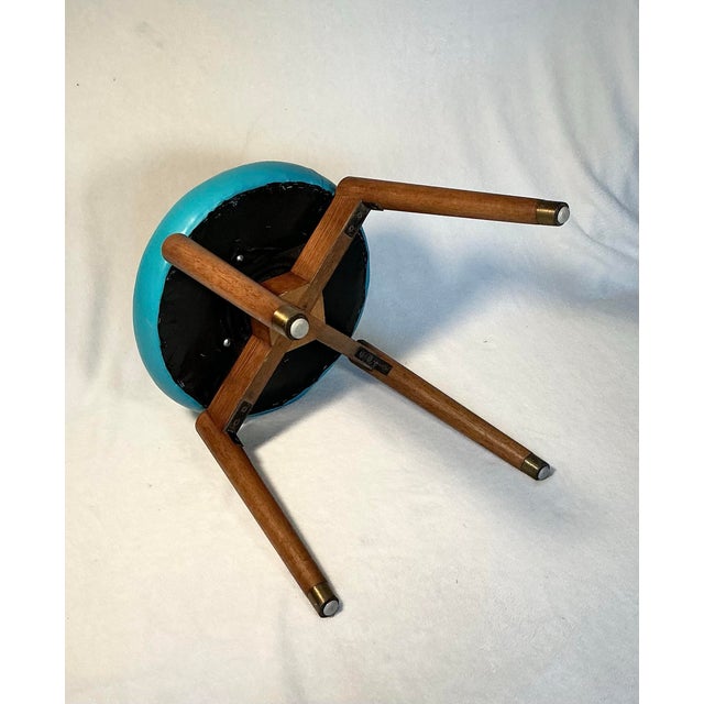 1960s Vintage Mid-Century Modern Swivel Vanity Stool, Newly Reupholstered - Circa 1960s For Sale - Image 5 of 12