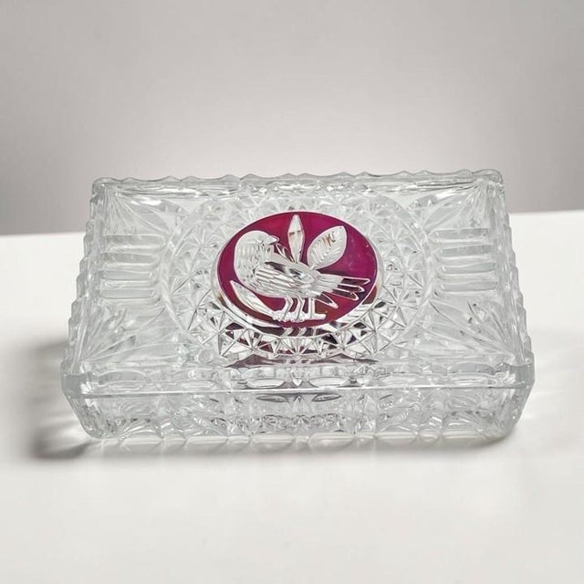 Hofbauer “Byrdes” Ruby Crystal 7-Inch Rectangular Lidded Jewel Box/Trinket Box (Vintage 1970’s-1990’s, Original Foil Label) For Sale - Image 16 of 16