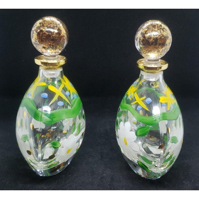1950s 1950's Royal Limited Hand Painted Perfume Bottles Pair For Sale - Image 5 of 8