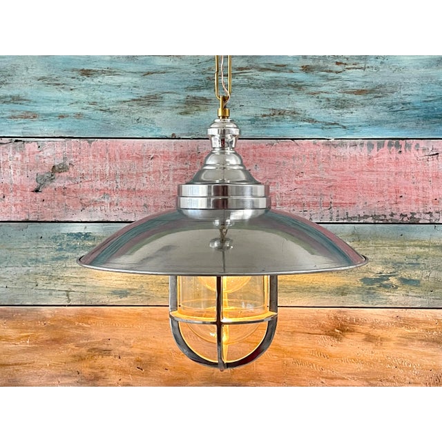 Nautical Maritime Aluminum Shade Pendant For Sale - Image 6 of 8