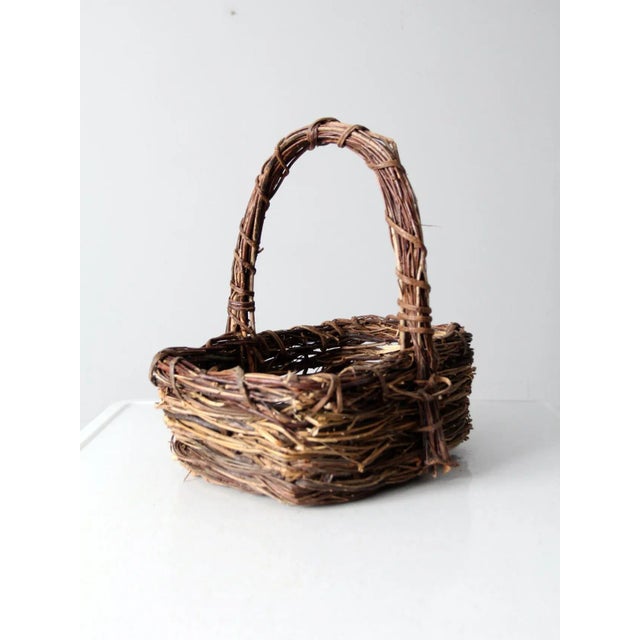 Late 20th Century Vintage Rustic Twig Basket For Sale - Image 5 of 11