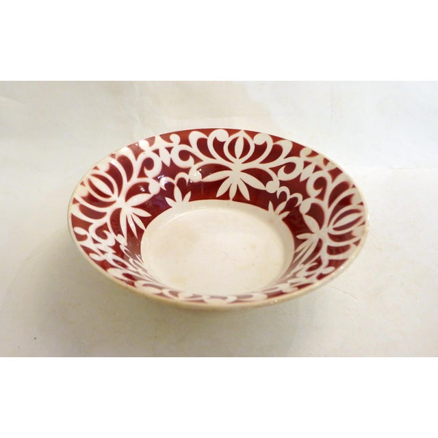 1950s Salad Bowl with Stylized Floral Stencil Decoration by Digoin Sarreguemines, 1950s For Sale - Image 5 of 12