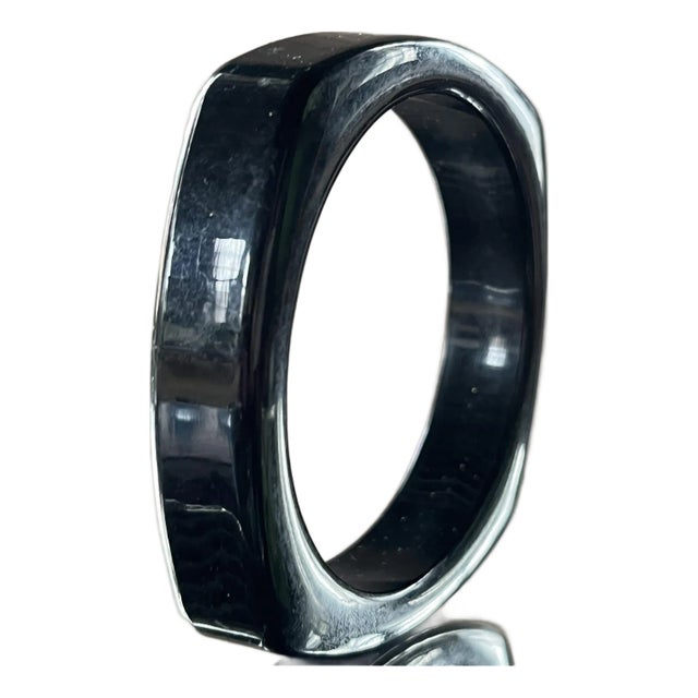 Vintage 1980s Postmodern Style Black Resin Bangle Bracelet For Sale
