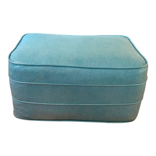 Mid-Century Vintage Turquoise Ottoman For Sale