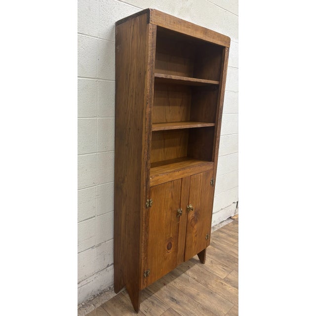 Rustic Vintage Primitive Style Pine Step Back Cupboard For Sale - Image 3 of 10