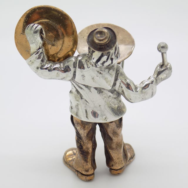 Italian Vintage Italian Handmade Genuine Silver Circus Performer With Drums Rare Angini Figurine, Made in Tuscany (Italy) For Sale - Image 3 of 12