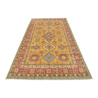 Kazak Rug 6'6'' X 9'11'' Gold Wool Tribal Hand-Knotted Oriental Carpet For Sale