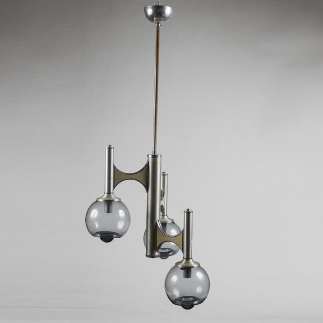 Space Age Three-Light Chandelier in the style of Mazzega For Sale - Image 4 of 10