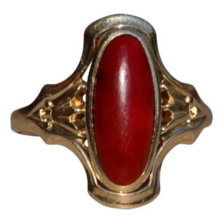 The Pomona: Antique Art Nouveau Ring set with Carnelian For Sale