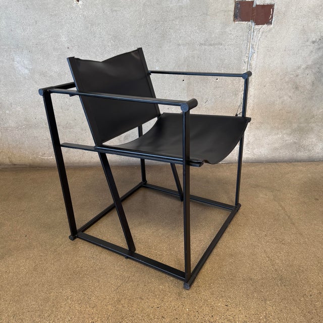 Pastoe 1990s Post Modern Black Leather and Metal Armchair #4 Attributed to Radbound Van Beekum for Pastoe For Sale - Image 4 of 12