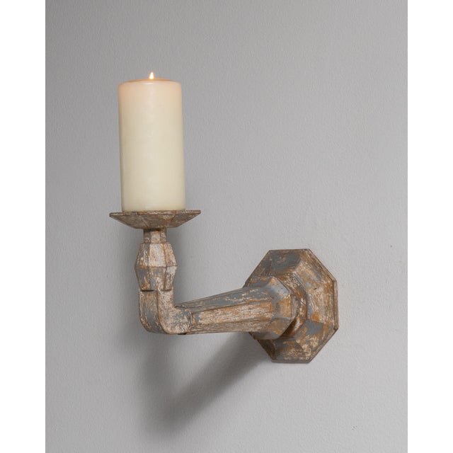 19th Century France Antique White Wood Candlestick For Sale - Image 11 of 15