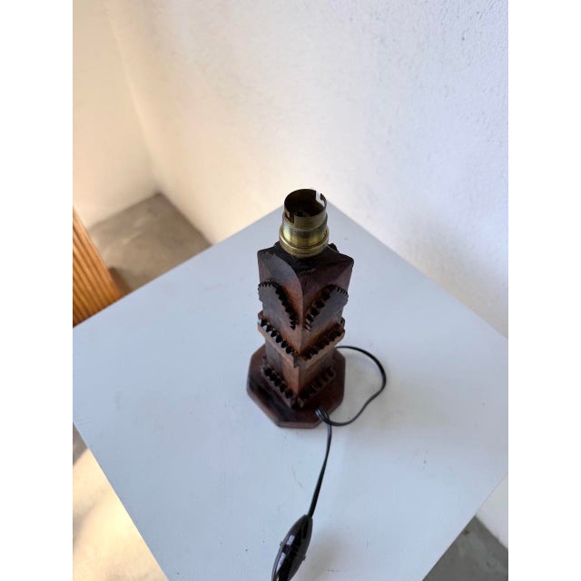 Brutalist Oak Table Lamp, 1950s For Sale - Image 16 of 18