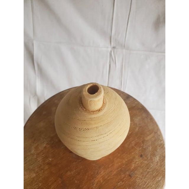 Rustic European Early 21st Century Handcrafted Wood Vase Form For Sale - Image 3 of 6