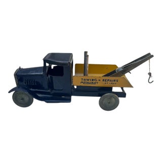 1930s Metalcraft St Louis Towing Repairs Tow Truck Pressed Steel Wrecker 11.5” For Sale