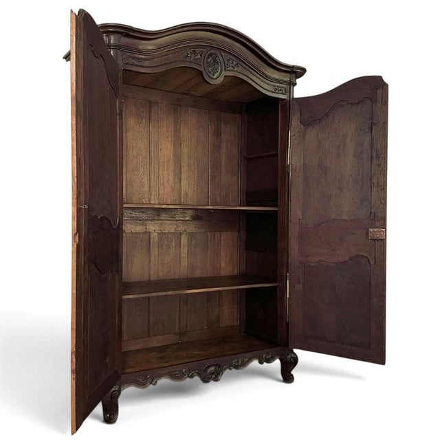 Wood Early 19th Century Normandy Solid Mahogany Country French Armoire For Sale - Image 7 of 16
