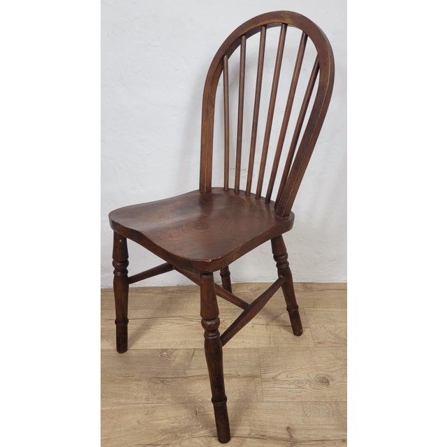 Vintage English Hoop Back Kitchen Chair in Elm and Birch, 1930s For Sale - Image 4 of 18