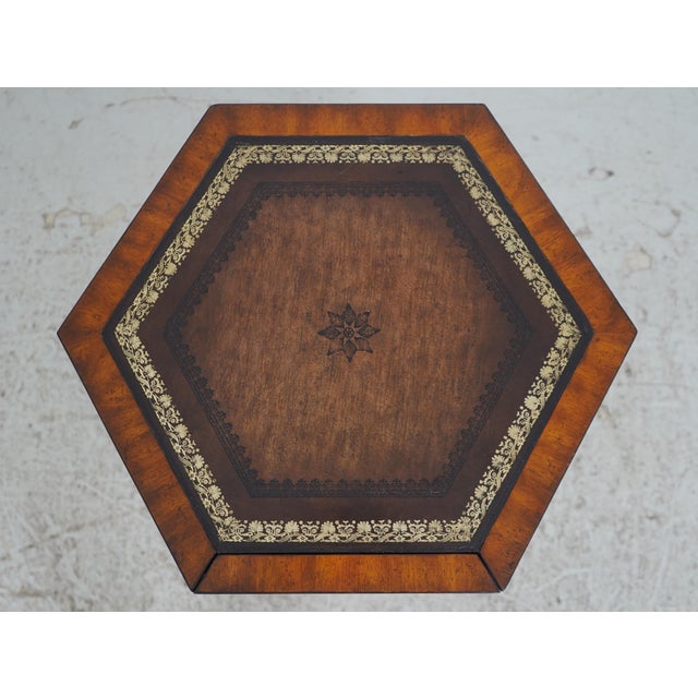 Maitland Smith Hexagon Leather Bookspline Lamp Table For Sale In Philadelphia - Image 6 of 15