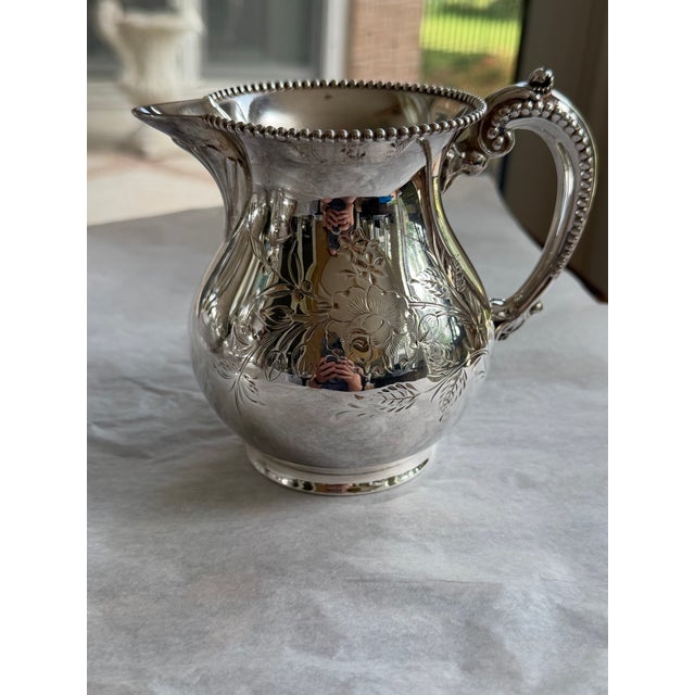 Metal Antique Barbour Silver Co. Quadruple Plate Coffee Service, Floral Engraved, C. 1890–1910 - 4 pcs For Sale - Image 7 of 10