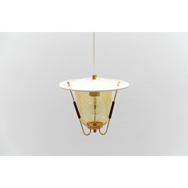 Mid-Century Modern Copper, Brass and Glass Ceiling Lamp, 1950s For Sale - Image 11 of 16
