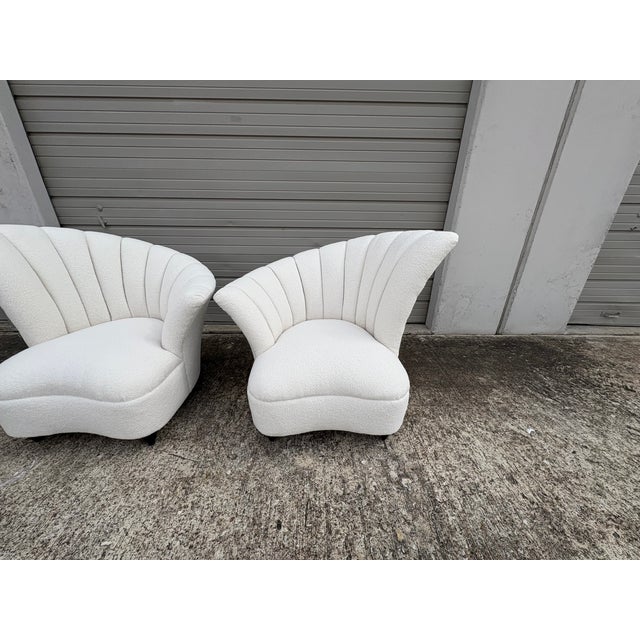 1960s Pair of 1960s Asymmetrical Channel Back Lounge Chairs For Sale - Image 5 of 14