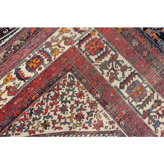 Antique Persian Hamadan Rug With Deep Indigo Field With Tribal Motifs 6'10 X 12'5 For Sale - Image 13 of 14