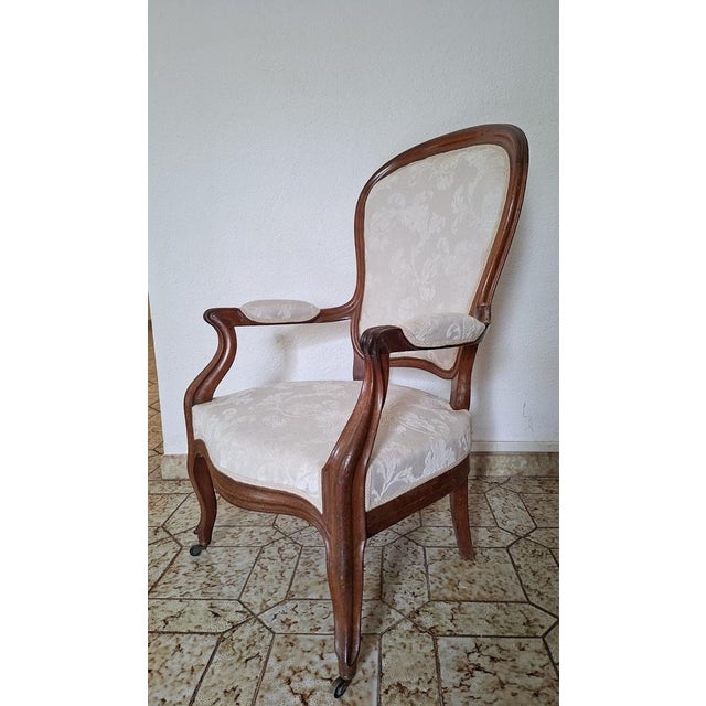 Louis Philippe Cabriolet Armchair in Mahogany, 19th Century For Sale - Image 4 of 8