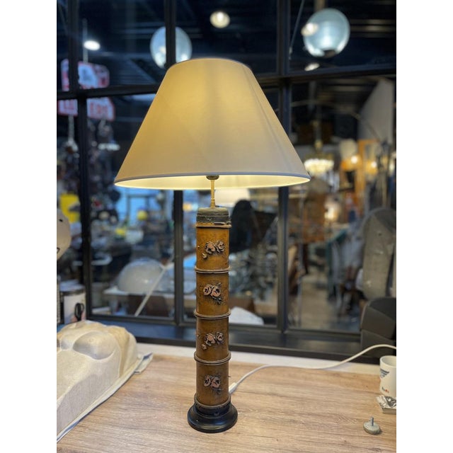 Arts and Crafts Living Room Lamp in Wallpaper Roll with Lampshade, France, 1900s For Sale - Image 15 of 16