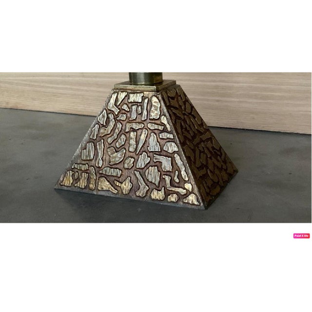 Mid 20th Century Italian Side Table in Engraved Animal Print Metal with Square Granite Top For Sale - Image 6 of 6