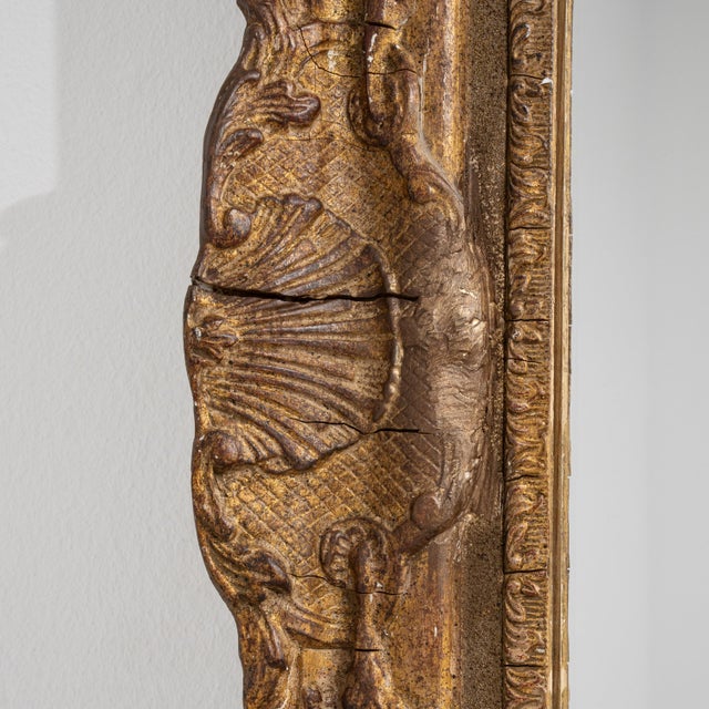 Wood 19th Century French Louis XV Giltwood Carved Wall Mirror For Sale - Image 7 of 9