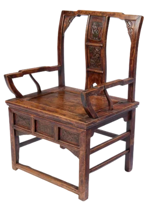 Vintage Chinese Hand Carved Armchair