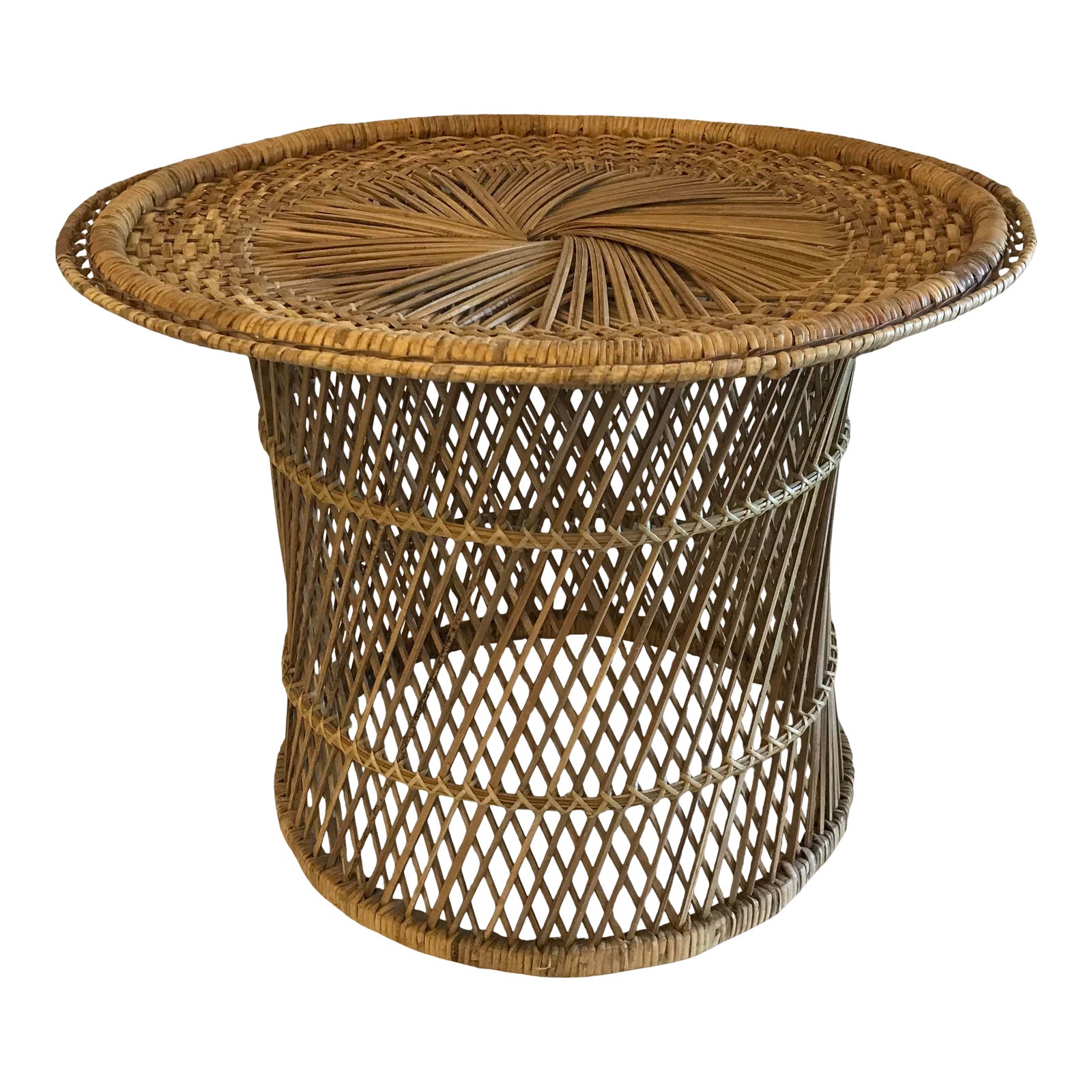 Vintage Wicker Drum Table Chairish