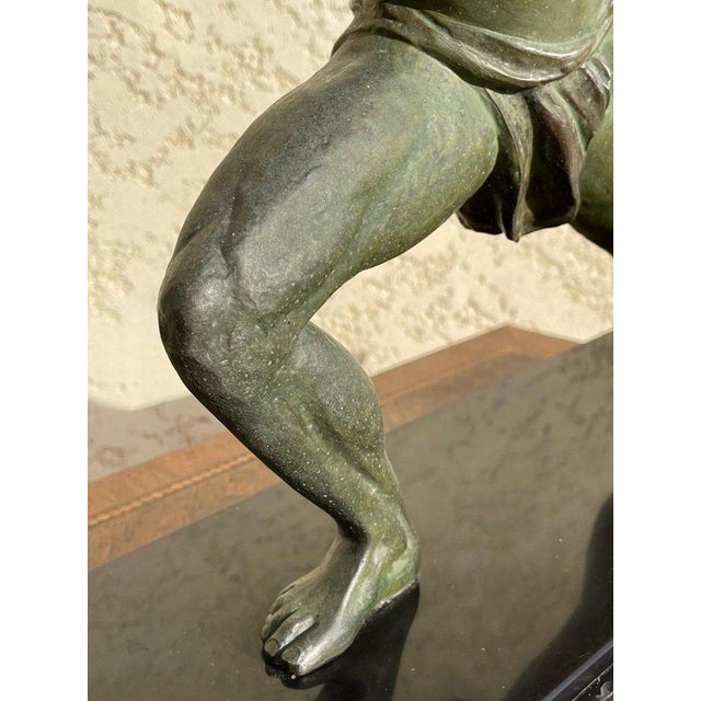 Spelter and Marble Sculpture by Jean De Roncourt, 1930 For Sale - Image 6 of 11