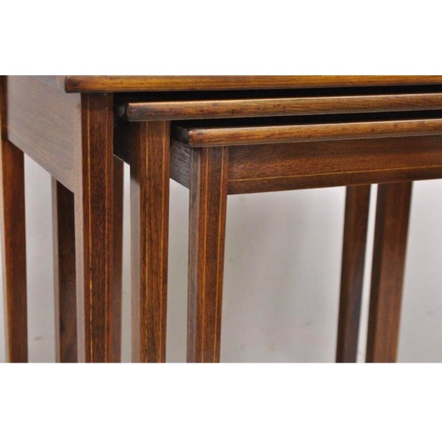 17th Century Antique Mahogany Nesting Tables With Dutch Marquetry For Sale - Image 5 of 8