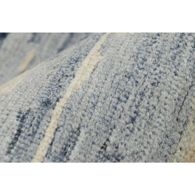 2010s Rug & Kilim’s Abstract Rug in Blue, Cream and White Geometric Patterns For Sale - Image 5 of 8