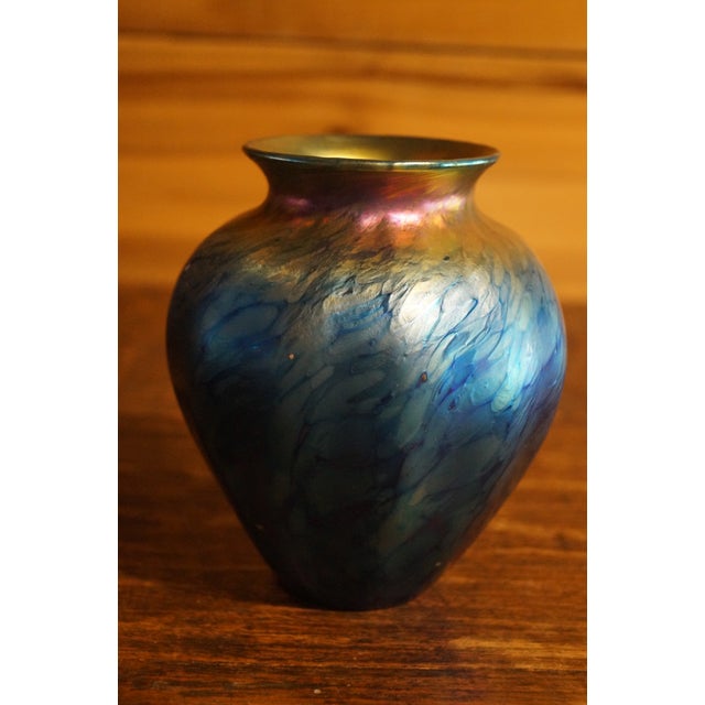 Late 1900s Lundberg Art Glass Iridescent Vase For Sale In San Antonio - Image 6 of 13