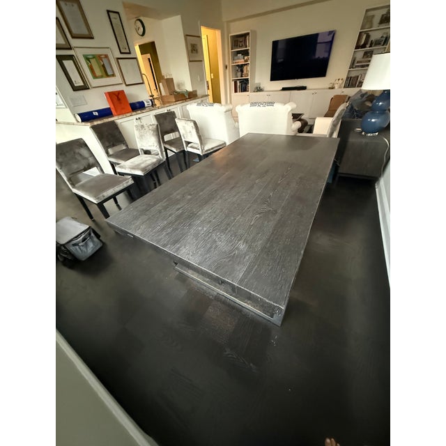 Wood Restoration Hardware T-Brace Rectangular Extension Dining Table For Sale - Image 7 of 11