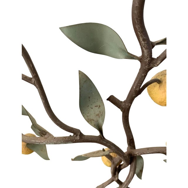 Metal Vintage Large Italian Tole Espalier / Espaliered Orange Citrus Tree Wall Sconce / Candle Holder Sculpture For Sale - Image 7 of 8