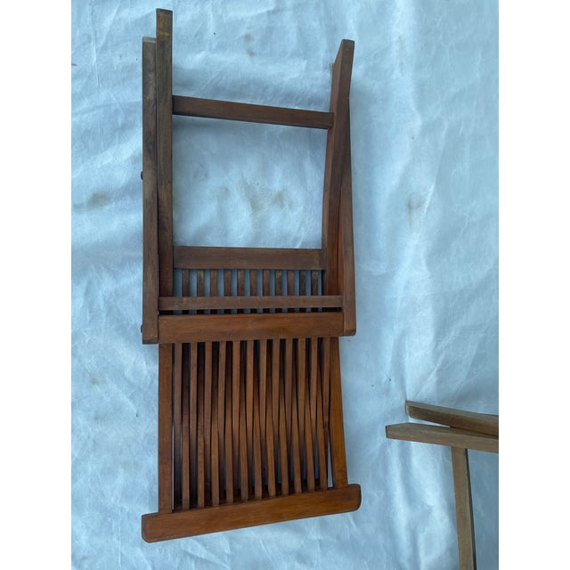 Wood Teak Folding Chairs from Garden Pleasure, 1970s, Set of 3 For Sale - Image 7 of 18