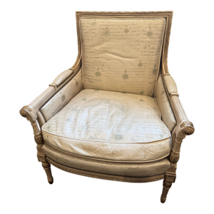 Vintage French Louis XVI Style Leather Bergere Chair by Beacon Hill