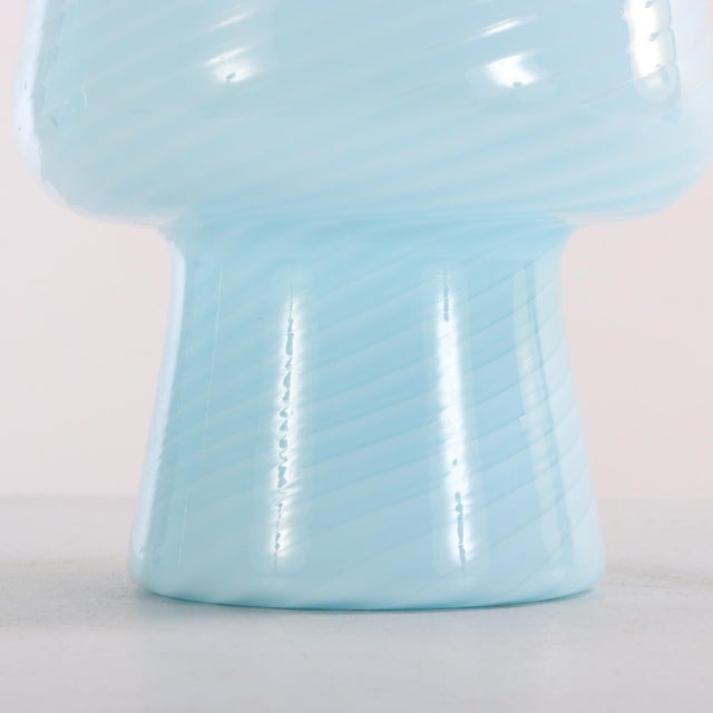 1990s Italian Blue Glass Boudoir Lamps - a Pair For Sale - Image 4 of 4
