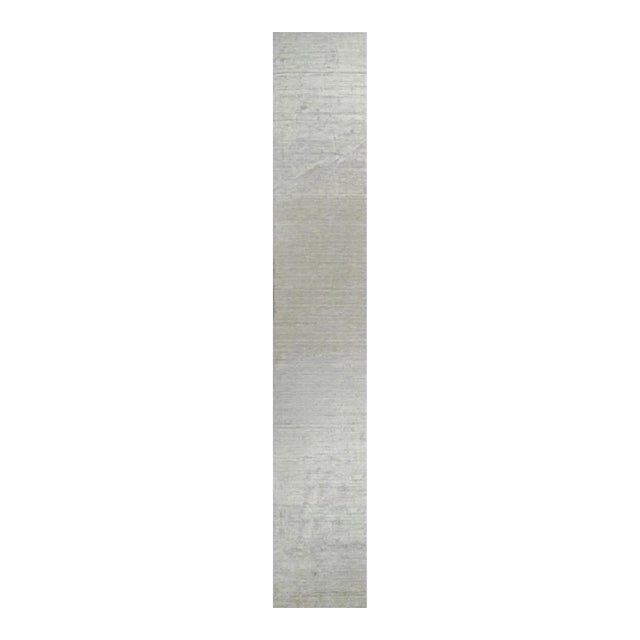 2010s Rug & Kilim’s Modern Rug in Solid Gray and Off-White Striae - 3x18 For Sale